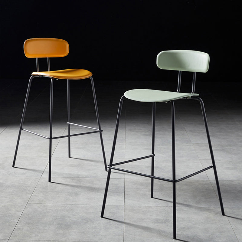 Nordic Style Leather Seat Backrest Bar Chair Front Desk High Chair Clearhalo 'Bar Furniture' 'Bar Stools' 'bar_stools' 'furn' 'furn_bar_stools' 'Furniture' 'Kitchen & Dining Furniture' 5191377