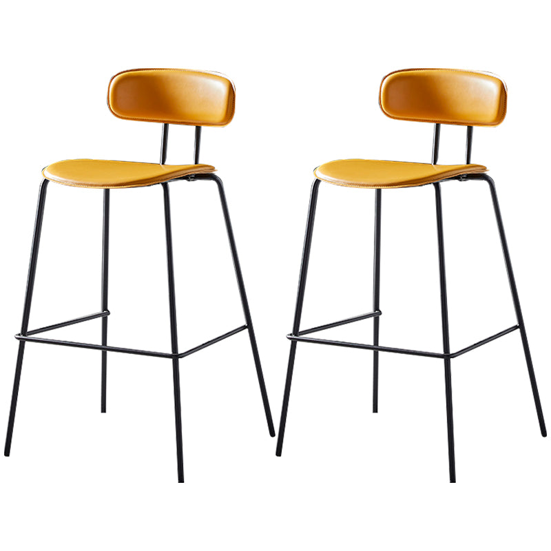 Nordic Style Leather Seat Backrest Bar Chair Front Desk High Chair Yellow 2 Piece Set Clearhalo 'Bar Furniture' 'Bar Stools' 'bar_stools' 'furn' 'furn_bar_stools' 'Furniture' 'Kitchen & Dining Furniture' 5191379