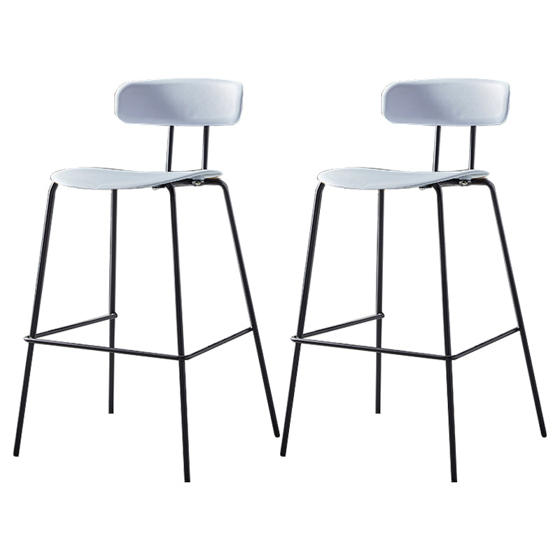 Nordic Style Leather Seat Backrest Bar Chair Front Desk High Chair Gray-Blue 2 Piece Set Clearhalo 'Bar Furniture' 'Bar Stools' 'bar_stools' 'furn' 'furn_bar_stools' 'Furniture' 'Kitchen & Dining Furniture' 5191380