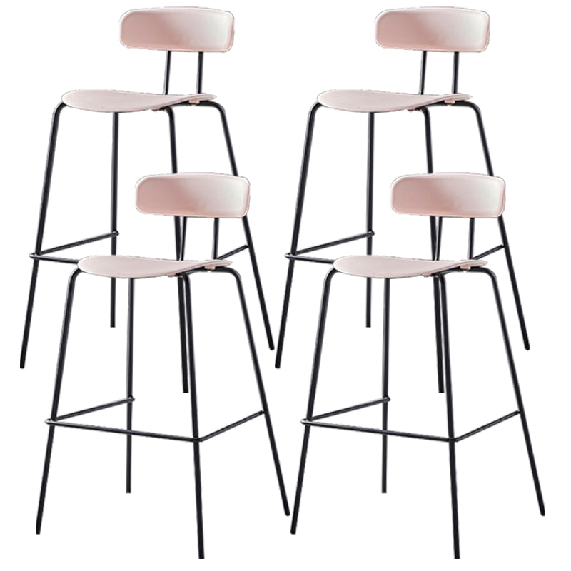 Nordic Style Leather Seat Backrest Bar Chair Front Desk High Chair Pink 4 Piece Set Clearhalo 'Bar Furniture' 'Bar Stools' 'bar_stools' 'furn' 'furn_bar_stools' 'Furniture' 'Kitchen & Dining Furniture' 5191381