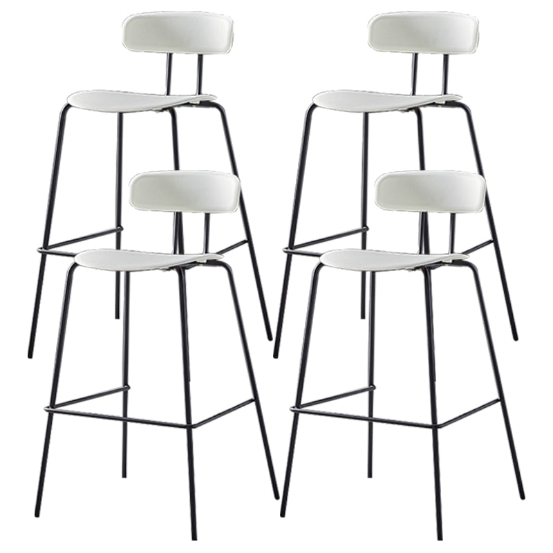 Nordic Style Leather Seat Backrest Bar Chair Front Desk High Chair White 4 Piece Set Clearhalo 'Bar Furniture' 'Bar Stools' 'bar_stools' 'furn' 'furn_bar_stools' 'Furniture' 'Kitchen & Dining Furniture' 5191382