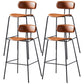 Nordic Style Leather Seat Backrest Bar Chair Front Desk High Chair Brown 4 Piece Set Clearhalo 'Bar Furniture' 'Bar Stools' 'bar_stools' 'furn' 'furn_bar_stools' 'Furniture' 'Kitchen & Dining Furniture' 5191384