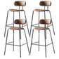 Nordic Style Leather Seat Backrest Bar Chair Front Desk High Chair Khaki 4 Piece Set Clearhalo 'Bar Furniture' 'Bar Stools' 'bar_stools' 'furn' 'furn_bar_stools' 'Furniture' 'Kitchen & Dining Furniture' 5191385