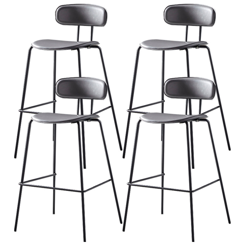 Nordic Style Leather Seat Backrest Bar Chair Front Desk High Chair Grey 4 Piece Set Clearhalo 'Bar Furniture' 'Bar Stools' 'bar_stools' 'furn' 'furn_bar_stools' 'Furniture' 'Kitchen & Dining Furniture' 5191386