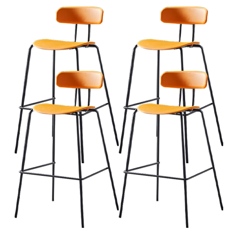 Nordic Style Leather Seat Backrest Bar Chair Front Desk High Chair Orange 4 Piece Set Clearhalo 'Bar Furniture' 'Bar Stools' 'bar_stools' 'furn' 'furn_bar_stools' 'Furniture' 'Kitchen & Dining Furniture' 5191387