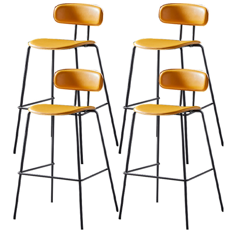 Nordic Style Leather Seat Backrest Bar Chair Front Desk High Chair Yellow 4 Piece Set Clearhalo 'Bar Furniture' 'Bar Stools' 'bar_stools' 'furn' 'furn_bar_stools' 'Furniture' 'Kitchen & Dining Furniture' 5191388