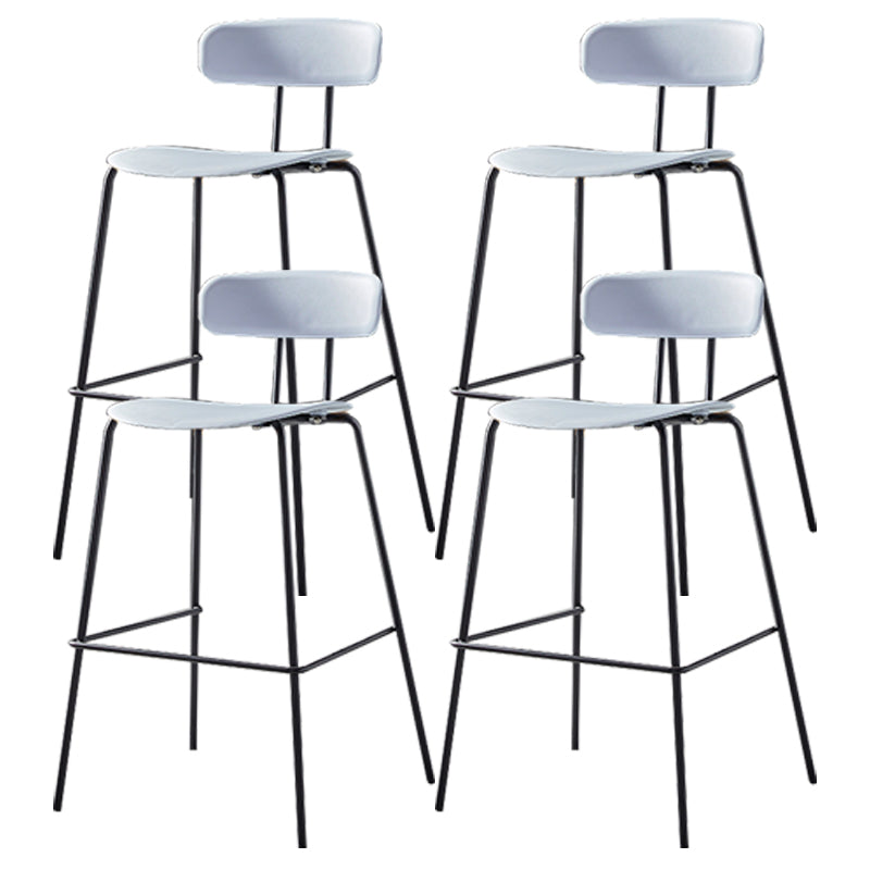 Nordic Style Leather Seat Backrest Bar Chair Front Desk High Chair Gray-Blue 4 Piece Set Clearhalo 'Bar Furniture' 'Bar Stools' 'bar_stools' 'furn' 'furn_bar_stools' 'Furniture' 'Kitchen & Dining Furniture' 5191389