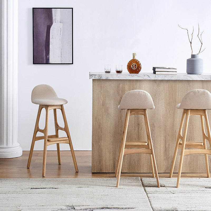 Scandinavian Style Bar-stool with Wooden Legs Counter Stool for Kitchen Bar