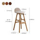 Scandinavian Style Bar-stool with Wooden Legs Counter Stool for Kitchen Bar