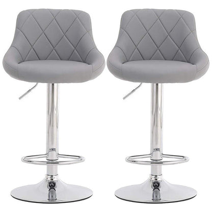 Modern Style Leather Bar Stool with Footrest and Adjustable Height Bistro Bar Stool