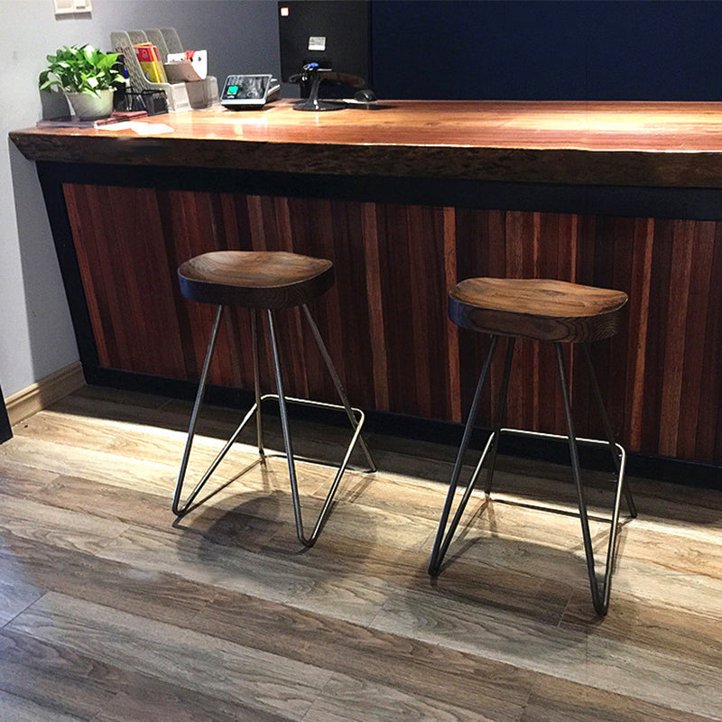 Modern Style Solid Wood Bar Stool with Footrest Bistro Bar Stool