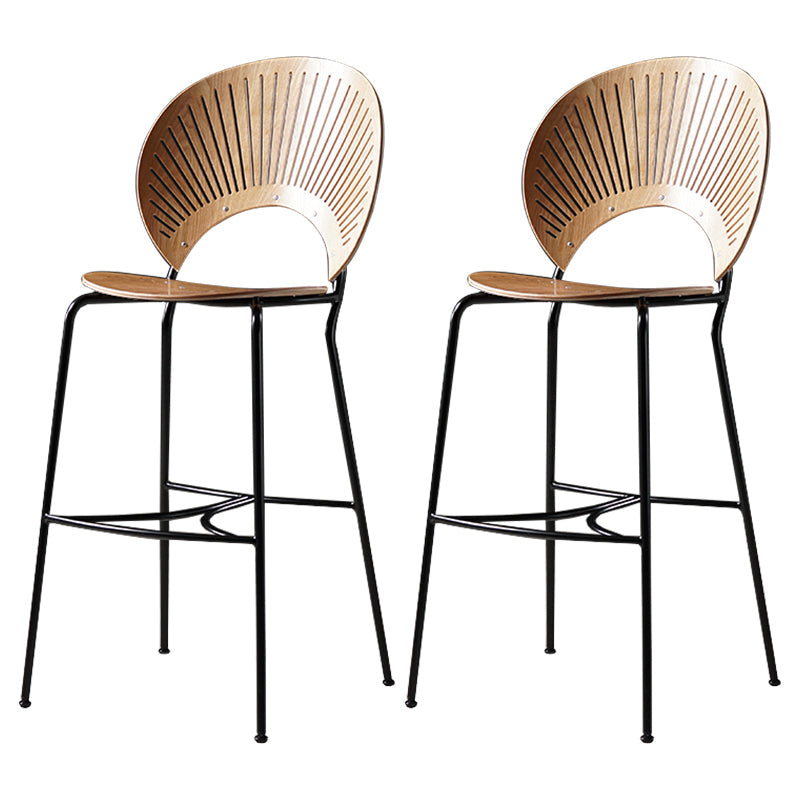 Industrial Armless Solid Wood Barstools 25-Inch Metal Bar Stool