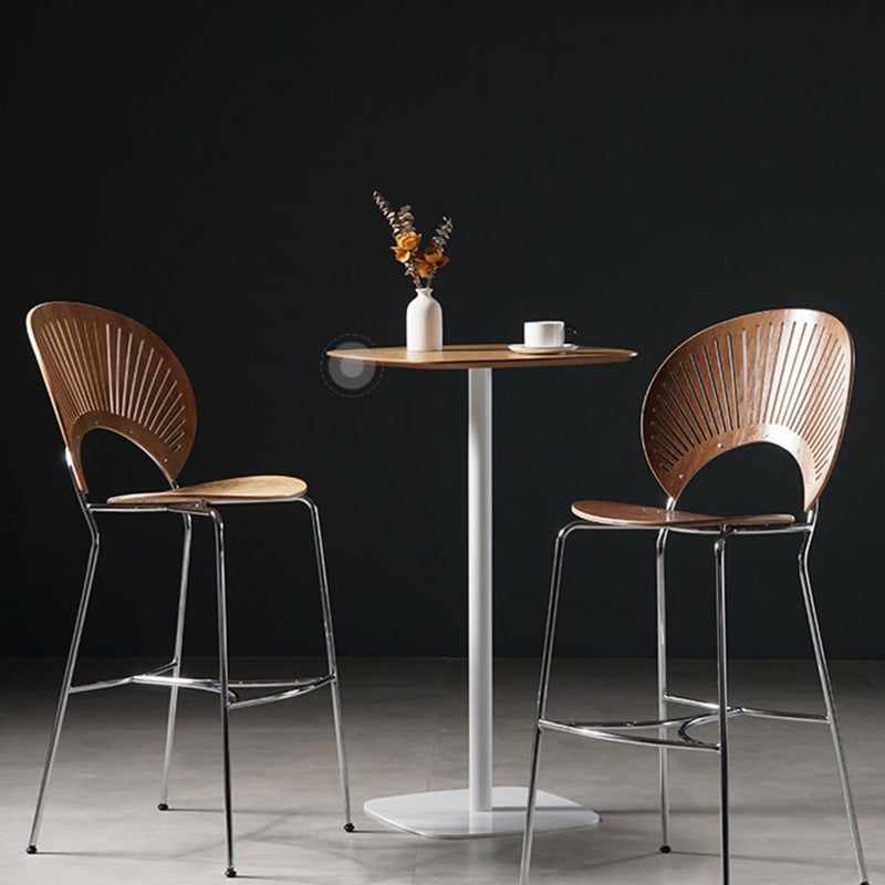 Industrial Armless Solid Wood Barstools 25-Inch Metal Bar Stool