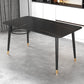 Glam Black Iron Dinette Set 1/2/5/7 Pieces Rectangle Sintered Stone Top Dining Table Set