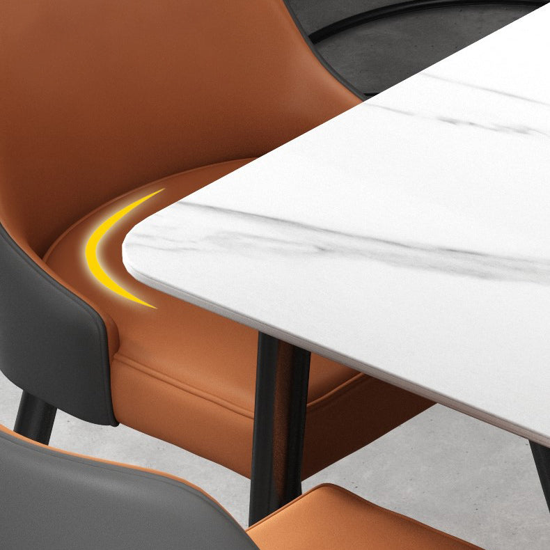 Glam Black Iron Dinette Set 1/2/5/7 Pieces Rectangle Sintered Stone Top Dining Table Set