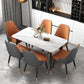 Glam Black Iron Dinette Set 1/2/5/7 Pieces Rectangle Sintered Stone Top Dining Table Set