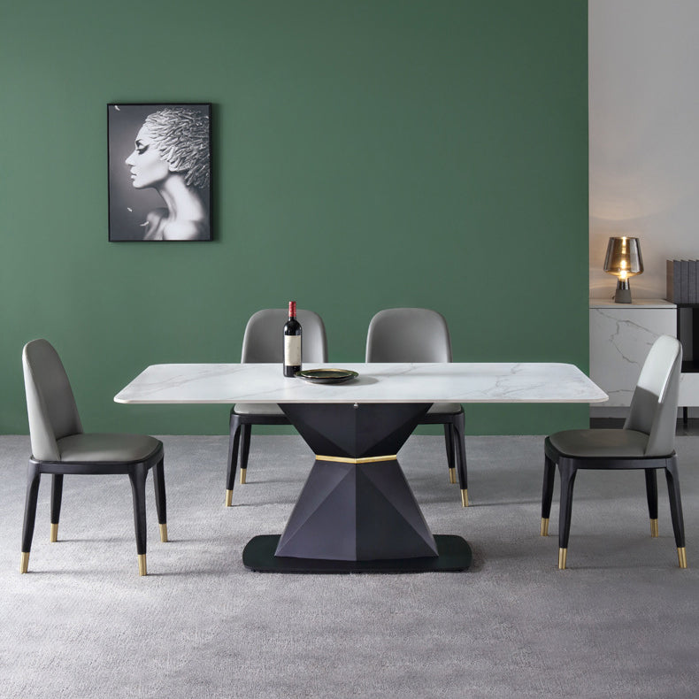 Modernes rechteckiges Esstisch-Set aus gesintertem Stein, 1/4/5-teilig, Esszimmer-Set für den Heimgebrauch