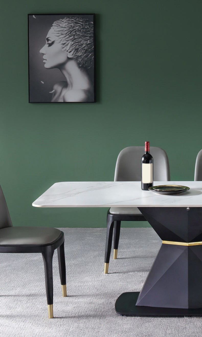 Modernes rechteckiges Esstisch-Set aus gesintertem Stein, 1/4/5-teilig, Esszimmer-Set für den Heimgebrauch