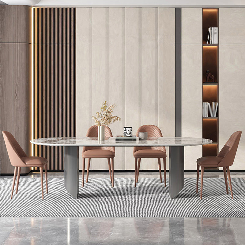 Modern Oval Sintered Stone Dining Table Set 1/4/5/7 Pieces Dining Set for Home Use