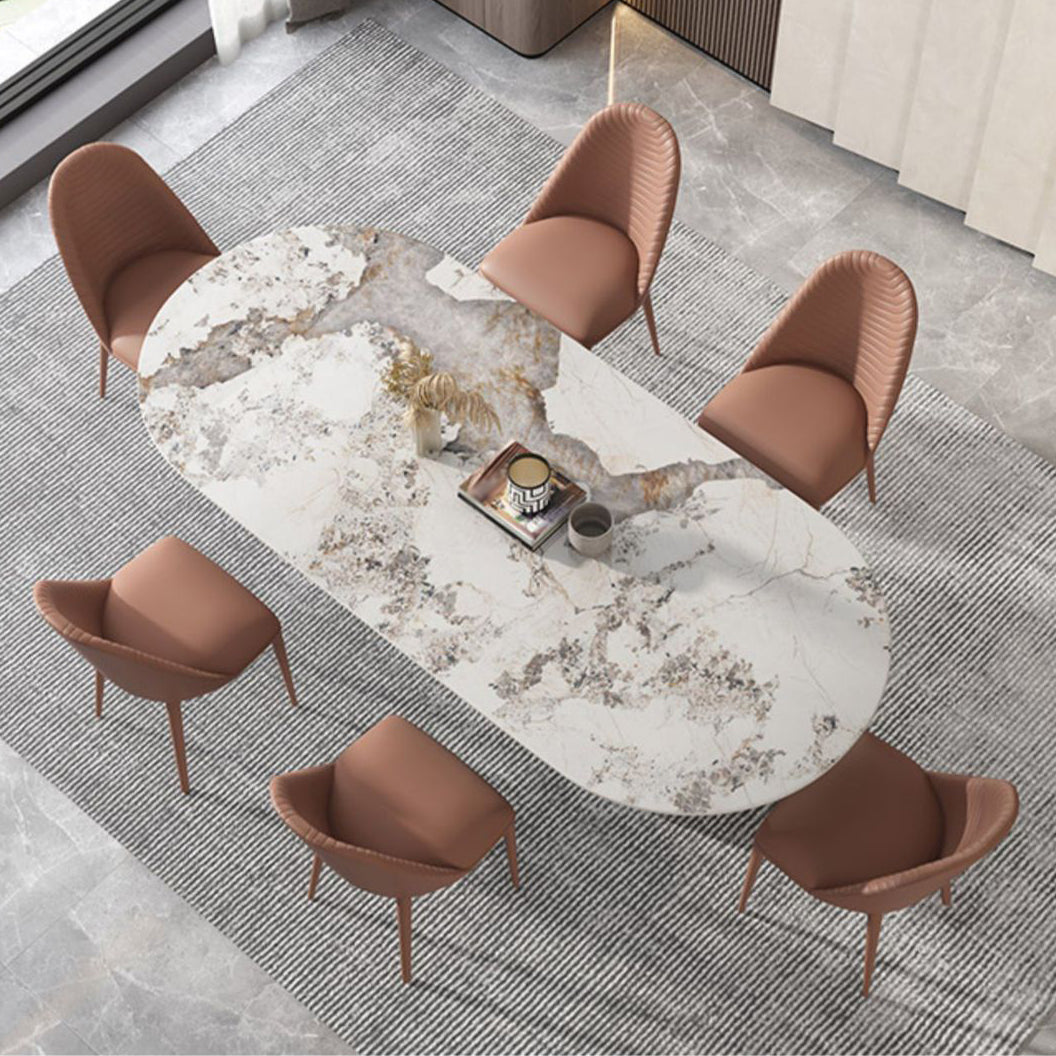 Modern Oval Sintered Stone Dining Table Set 1/4/5/7 Pieces Dining Set for Home Use
