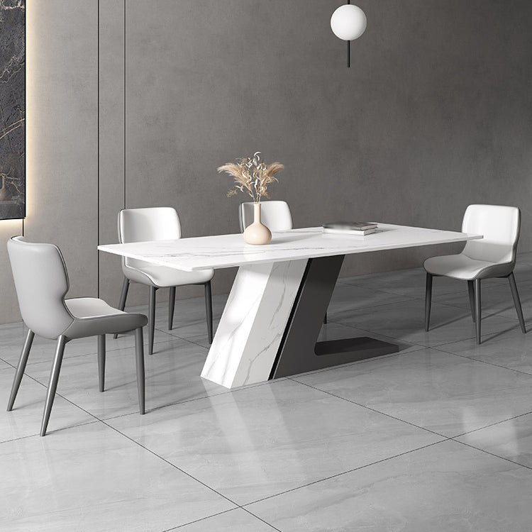 Modern Sintered Stone Top Dining Set Rectangle 1/2/5/7 Pieces Dining Table Set Clearhalo 'Dining Room Sets' 'Dining Tables & Seating' 'dining_room_set' 'furn' 'furn_dining_room_set' 'Furniture' 'Kitchen & Dining Furniture' 5191586