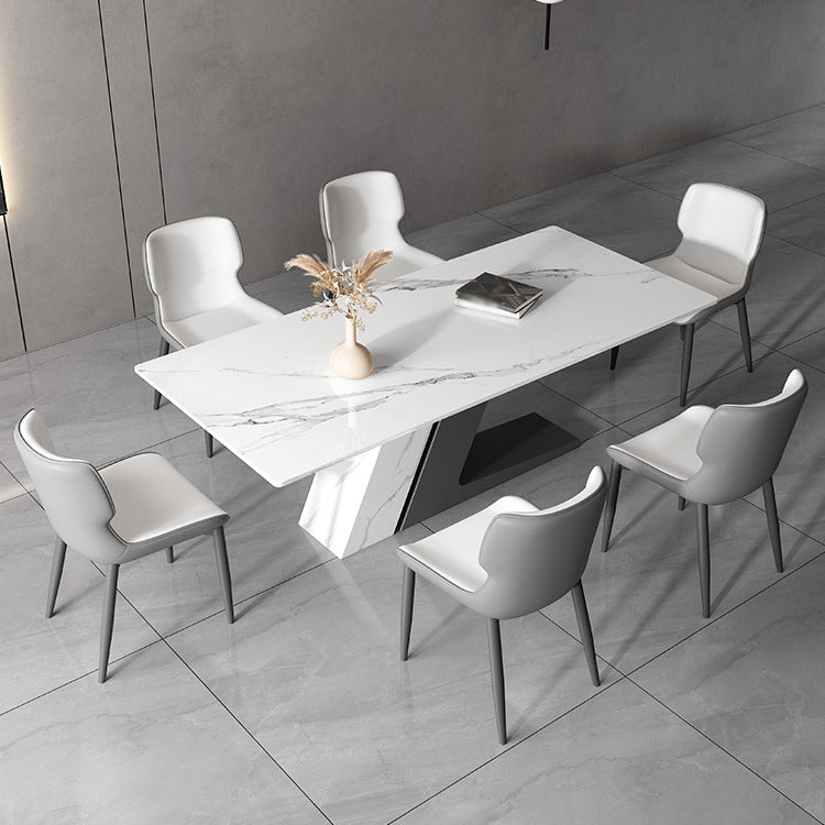 Modern Sintered Stone Top Dining Set Rectangle 1/2/5/7 Pieces Dining Table Set 7 Pieces: Table, 6 Chairs Clearhalo 'Dining Room Sets' 'Dining Tables & Seating' 'dining_room_set' 'furn' 'furn_dining_room_set' 'Furniture' 'Kitchen & Dining Furniture' 5191589