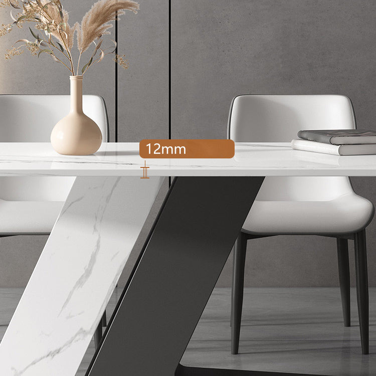 Modern Sintered Stone Top Dining Set Rectangle 1/2/5/7 Pieces Dining Table Set Clearhalo 'Dining Room Sets' 'Dining Tables & Seating' 'dining_room_set' 'furn' 'furn_dining_room_set' 'Furniture' 'Kitchen & Dining Furniture' 5191594