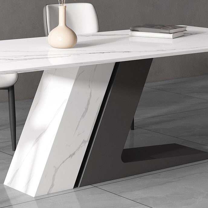 Modern Sintered Stone Top Dining Set Rectangle 1/2/5/7 Pieces Dining Table Set Clearhalo 'Dining Room Sets' 'Dining Tables & Seating' 'dining_room_set' 'furn' 'furn_dining_room_set' 'Furniture' 'Kitchen & Dining Furniture' 5191595