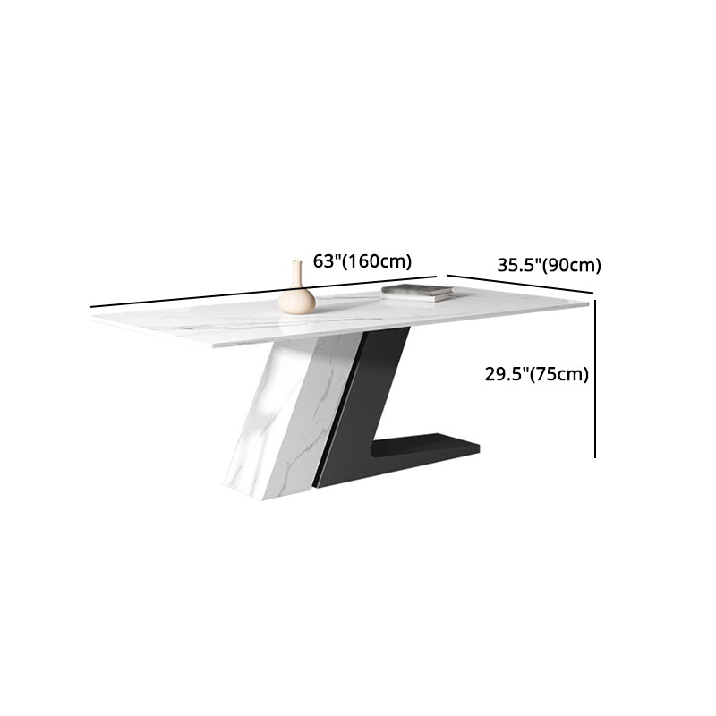 Modern Sintered Stone Top Dining Set Rectangle 1/2/5/7 Pieces Dining Table Set Clearhalo 'Dining Room Sets' 'Dining Tables & Seating' 'dining_room_set' 'furn' 'furn_dining_room_set' 'Furniture' 'Kitchen & Dining Furniture' 5191600