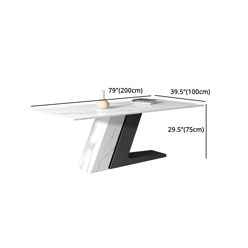 Modern Sintered Stone Top Dining Set Rectangle 1/2/5/7 Pieces Dining Table Set Clearhalo 'Dining Room Sets' 'Dining Tables & Seating' 'dining_room_set' 'furn' 'furn_dining_room_set' 'Furniture' 'Kitchen & Dining Furniture' 5191602