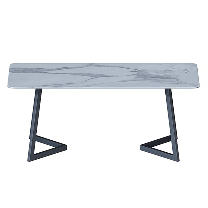 Glam Iron Dinette Set 1/2/4/5/7 Pieces Rectangle Sintered Stone Top Dining Table Set