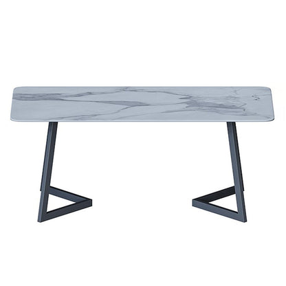 Glam Iron Dinette Set 1/2/4/5/7 Pieces Rectangle Sintered Stone Top Dining Table Set