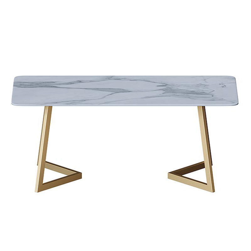 Glam Iron Dinette Set 1/2/4/5/7 Pieces Rectangle Sintered Stone Top Dining Table Set