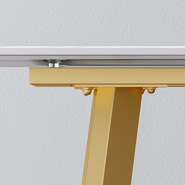 Glam Iron Dinette Set 1/2/4/5/7 Pieces Rectangle Sintered Stone Top Dining Table Set