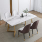 Glam Iron Dinette Set 1/2/4/5/7 Pieces Rectangle Sintered Stone Top Dining Table Set