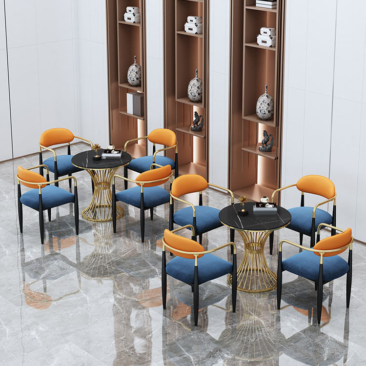 Glam Black Sintered Stone Dining Table Set 1/2/5 Pieces Dining Set for Home Use Clearhalo 'Dining Room Sets' 'Dining Tables & Seating' 'dining_room_set' 'furn' 'furn_dining_room_set' 'Furniture' 'Kitchen & Dining Furniture' 5191649