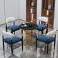 Glam Black Sintered Stone Dining Table Set 1/2/5 Pieces Dining Set for Home Use 5 Pieces: Table, 4 White Chairs Clearhalo 'Dining Room Sets' 'Dining Tables & Seating' 'dining_room_set' 'furn' 'furn_dining_room_set' 'Furniture' 'Kitchen & Dining Furniture' 5191651