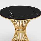 Glam Black Sintered Stone Dining Table Set 1/2/5 Pieces Dining Set for Home Use Clearhalo 'Dining Room Sets' 'Dining Tables & Seating' 'dining_room_set' 'furn' 'furn_dining_room_set' 'Furniture' 'Kitchen & Dining Furniture' 5191655