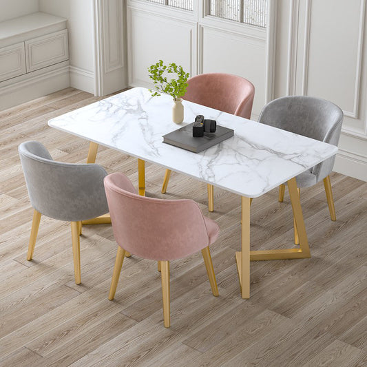 Traditional Luxury Rectangle Dining Table Stone Dining Site Table for Home 47.2"L x 23.6"W x 29.5"H Without Chairs