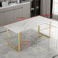 Traditional Luxury Rectangle Table Stone Double Pedestal Dining Site Table Clearhalo 'Dining Tables & Seating' 'Dining Tables' 'dining_table' 'furn' 'furn_dining_table' 'Furniture' 'Kitchen & Dining Furniture' 5191686