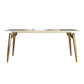 Luxury Sintered Stone Dining Table Rectangle White Table with Metal 4 Legs in Gold