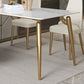 Luxury Sintered Stone Dining Table Rectangle White Table with Metal 4 Legs in Gold