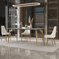 Luxury Sintered Stone Dining Table Rectangle White Table with Metal 4 Legs in Gold