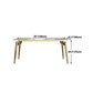 Luxury Sintered Stone Dining Table Rectangle White Table with Metal 4 Legs in Gold