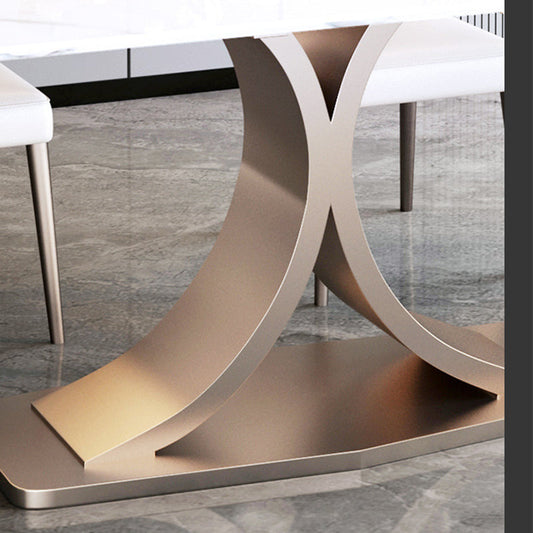 Mesa de comedor de rectángulo de glamour de piedra mesa de pedestal blanca para el hogar para el hogar
