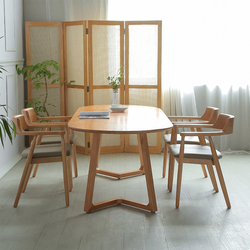 Natural Solid Wood Dining Site Table Oval Modern Double Pedestal Dining Table