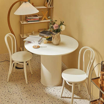 Simplicité Table de restaurant rond Table à manger en pierre blanche pour le salon