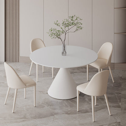 Sintered Stone Home Dining Table Modern Round Dining Room Table White 35.4"L x 35.4"W x 29.5"H Without Chairs Clearhalo 'Dining Tables & Seating' 'Dining Tables' 'dining_table' 'furn' 'furn_dining_table' 'Furniture' 'Kitchen & Dining Furniture' 5191830
