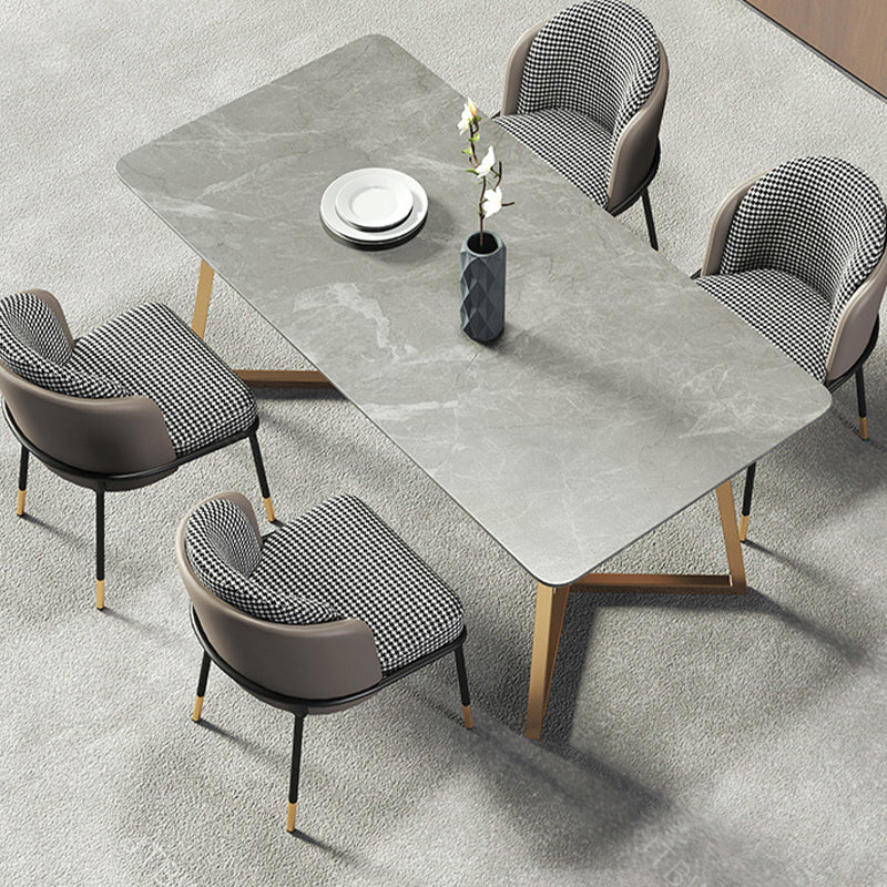 Modern White with Marble Counter Table Rectangle Dining Table for Kitchen Gray 47.2"L x 23.6"W x 29.5"H Without Chairs Clearhalo 'Dining Tables & Seating' 'Dining Tables' 'dining_table' 'furn' 'furn_dining_table' 'Furniture' 'Kitchen & Dining Furniture' 5191910