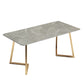 Modern White with Marble Counter Table Rectangle Dining Table for Kitchen Gray 70.9"L x 35.4"W x 29.5"H Without Chairs Clearhalo 'Dining Tables & Seating' 'Dining Tables' 'dining_table' 'furn' 'furn_dining_table' 'Furniture' 'Kitchen & Dining Furniture' 5191912